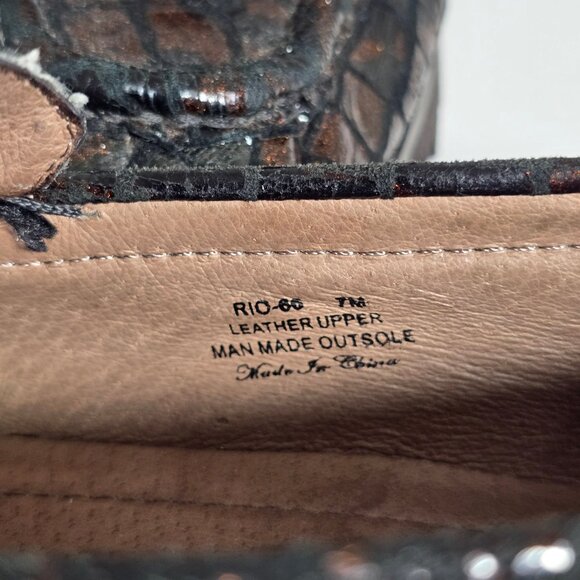 Donald J Pliner Rio 66 Leather Loafer Womans Size 7 M Croc Reptile Snake Slip On - Picture 13 of 13